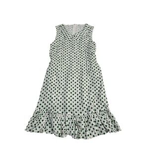 Handmade Green Polka Dot Peter Pan Collar Sleeveless Mini Dress‎ Cottagecore